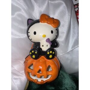 Blue Sky Clayworks‎ Hello Kitty Halloween Tealight Skeleton Pumpkin Cat NEW NWT